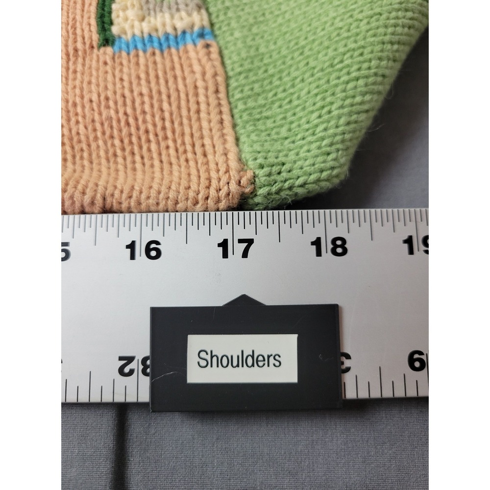 Storybook Knits Wolf Family Southwestern Fringe Cardigan Sweater Green Womens M - Picture 12 of 13